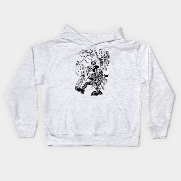 Rabid Rabbit Rampage Kids Hoodie by fear my nerves